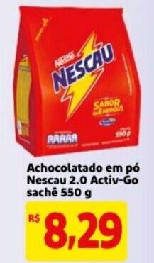 Mercado Extra Achocolatado em po Nescau 2.0 Activ-Go sache 550g oferta