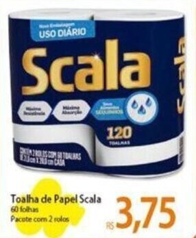 Atacadão Toalha de Papel Scala 60 folhas Pacote com 2 rolos oferta