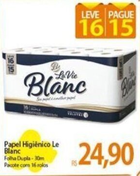 Atacadão Papel Higiênico Le Blanc Folha Dupla-30m Pacote com 16 rolos oferta