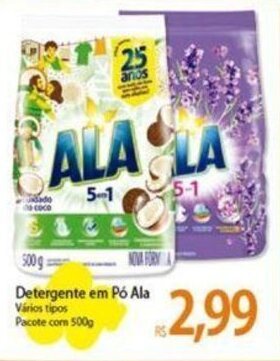 Detergente em Pó Ala Vários tipos Pacote com 500g