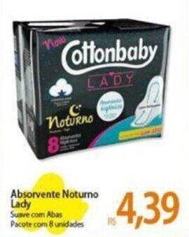 Absorvente Noturno Lady Suave com Abas Pacote com 8 unidades