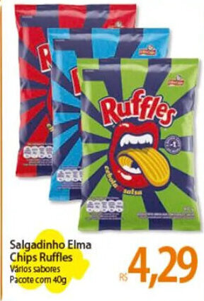 Atacadão Salgadinho Elma Chips Ruffles Vários sabores Pacote com 40g oferta