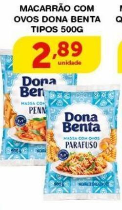 Roldão Macarrão com ovos dona benta tipos 500g oferta