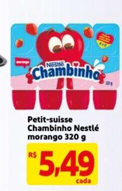 Mercado Extra Petit Suisse Chambinho Nestle morango 320g oferta