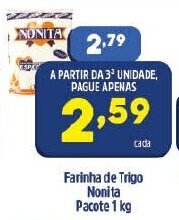 Arena Atacado Farinha de Trigo Nonita pacote 1kg oferta