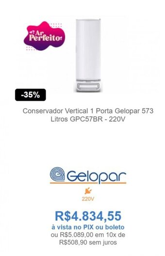 Conservador Vertical 1 Porta Gelopar 573 Litros GPC57BR - 220V