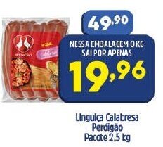 Arena Atacado Linguica Calabresa Perdigao pacote 2.5kg oferta