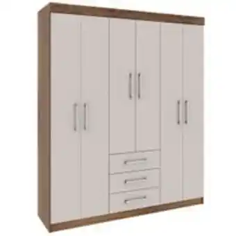 Lojas Becker Roupeiro rodial 6 portas 3 gavetas - 41d6350 - nature/off white oferta