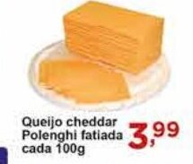 Rossi Supermercado Queijo cheddar Polenghi fatiada cada 100g oferta