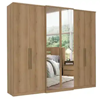 Benoit Guarda roupas / roupeiro thb 5744 baviera full glass 6 portas 4 gavetas com espelho 230x261cm oferta