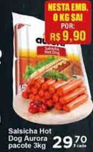 Rossi Supermercado Salsicha Hot Dog Aurora pacote 3kg oferta