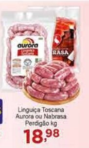 Rossi Supermercado Linguiça Toscana Aurora ou Nabrasa Perdigão kg oferta
