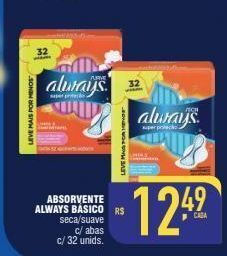 Mercantil Rodrigues Absorvente always básico seca/suave c/ abas c/ 32 unids oferta