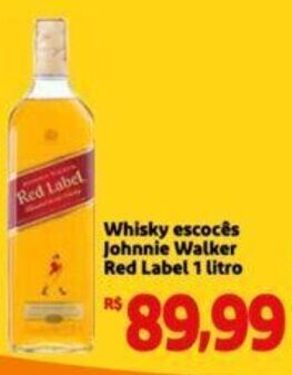 Extra Supermercado Whisky escocês Johnnie Walker Red Label 1 litro oferta