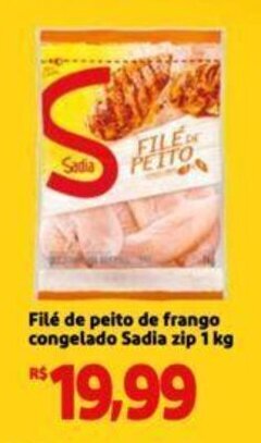 Extra Supermercado Filé de peito de frango congelado Sadia zip 1 kg oferta