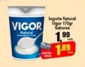 Higa's Supermercado Iogurte Natural Vigor 170g oferta