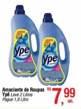 Fort Atacadista Amaciante de Roupas Ypê Leve 2 Litros Pague 1,8 Litro oferta
