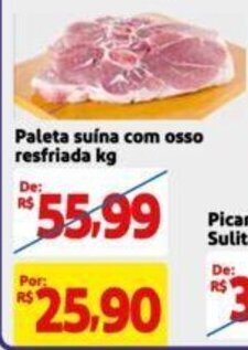 Extra Supermercado Paleta suína com osso resfriada kg oferta