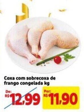 Extra Supermercado Coxa com sobrecoxa de frango congelada kg oferta
