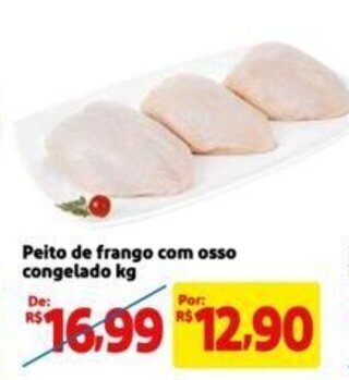 Extra Supermercado Peito de frango com osso congelado kg oferta