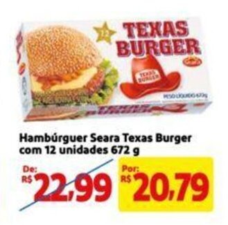 Extra Supermercado Hambúrguer Seara Texas Burger com 12 unidades 672 g oferta