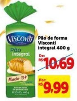 Extra Supermercado Pão de Forma Visconti integral 400 g oferta