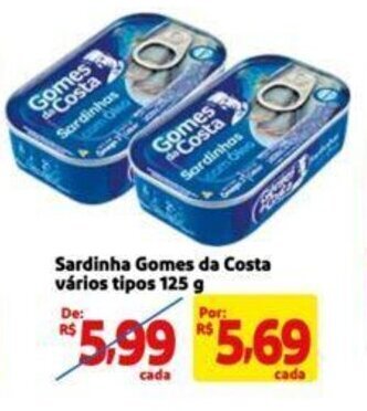 Sardinha Gomes da Costa vários tipos 125 g