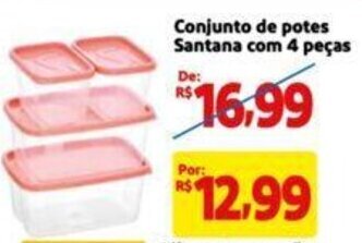 Conjunto de potes Santana com 4 peças