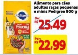 Extra Supermercado Alimento para cães adultos raças pequenas e mínis Pedigree 900 g oferta