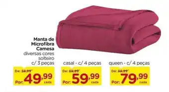 Carrefour Manta de Microfibra Camesa diversas cores solteiro c/ 3 peças oferta