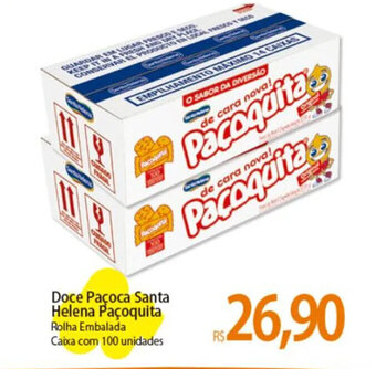 Atacadão Doce Paçoca Santa Helena Paçoquita Rolha Embalada Caixa com 100 unidades oferta