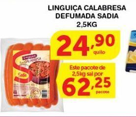 Roldão Linguiça calabresa defumada sadia 2,5kg oferta