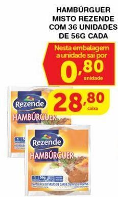 Roldão Hambúrguer misto rezende com 36 unidades de 56g cada oferta
