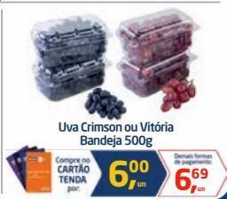 Uva crimson ou vitória bandeja 500g