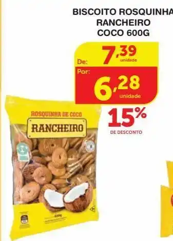Biscoito rosquinha rancheiro coco 600g