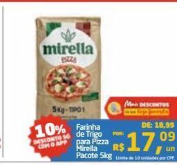 Tenda Atacado Farinha de trigo para pizza mirella pacote 5kg oferta