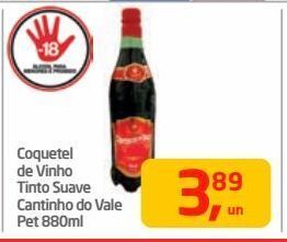 Coquetel de vinho tinto suave cantinho do vale pet 880ml