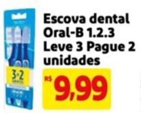Escova dental Oral-B 1.2.3 Leve 3 Pague 2 unidades