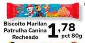 Supermercados Tauste Biscoito Marilan Patrulha Canina Recheado pct 80g oferta