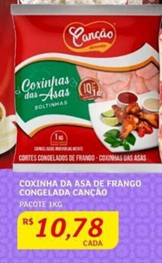 Assaí Atacadista COXINHA DA ASA DE FRANGO CONGELADA CANÇÃO PACOTE 1KG oferta