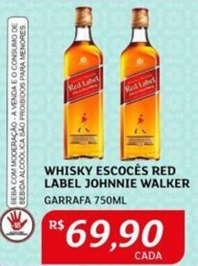 WHISKY ESCOCÊS RED LABEL JOHNNIE WALKER GARRAFA 750ML