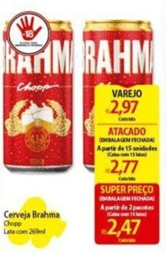 Atacadão Cerveja Brahma Chopp Lata com 269ml oferta