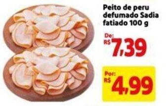 Extra Supermercado Peito de peru defumado Sadia fatiado 100 g oferta