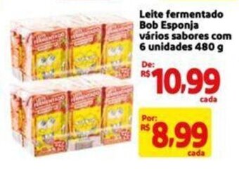 Extra Supermercado Leite fermentado Bob Esponja vários sabores com 6 unidades 480 g oferta
