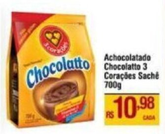 Max Atacadista Achocolatado Chocolatto 3 Corações Sache 700g oferta