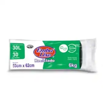 Saco p/lixo embalixo rolo rec 30l pto