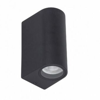 Leroy Merlin Arandela de parede externa preta de efeito 2 lâmpadas ip44 gu10 alumínio e vidro kofu inspire oferta