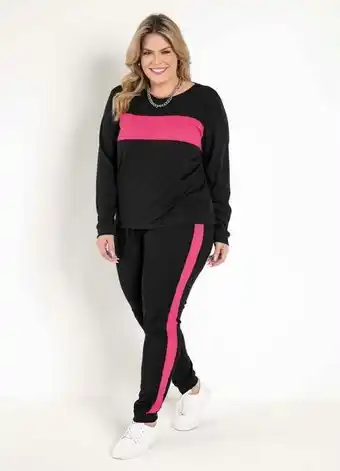 Marguerite - conjunto jogger preto e pink plus size