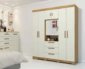 Lojas Guido Roupeiro 6p catania 1,73m com pes - freijo/off white oferta