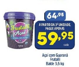 Arena Atacado Acai com Guarana Frutalli balde 3.6kg oferta